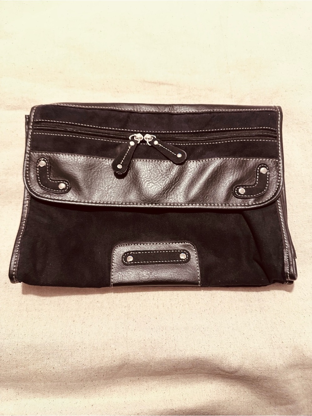 Vintage | Handbag | Faux Suede Clutch in Black
